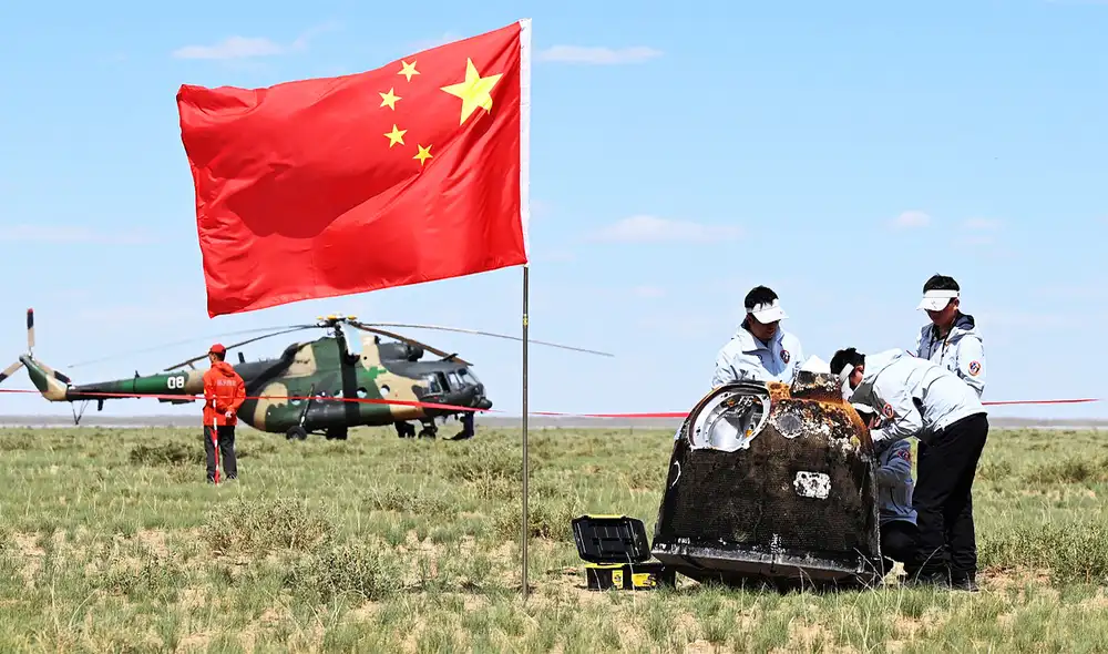 El domingo 2 de junio, la sonda china Chang'e-6 había alunizado en la cuenca Aitken. Foto: Xinhua