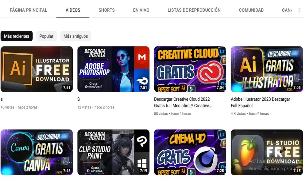 Así luce un canal hackeado. Foto: captura de YouTube