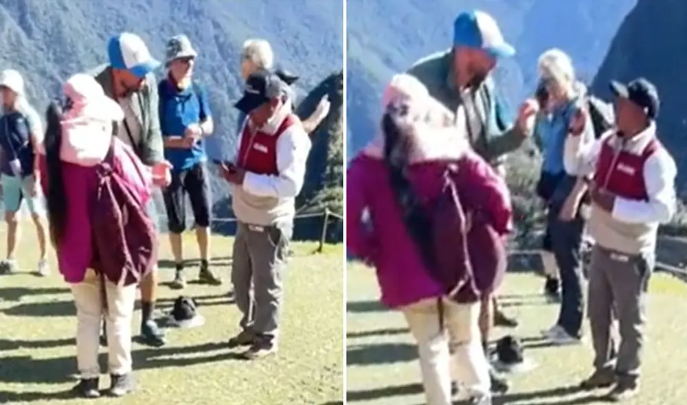 Están prohibidas las fotografías con banderas de empresas y banderolas de equipos en Machu Picchu. Foto: TikTok
