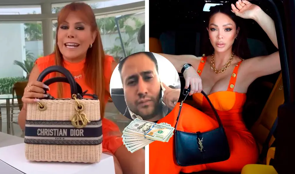 La pareja de la modelo no se ha pronunciado al respecto sobre las supuestas carteras ‘fake’. Foto: Composición La República/ Instagram/ Sheyla Rojas/ Magaly Medina/ Freepik.