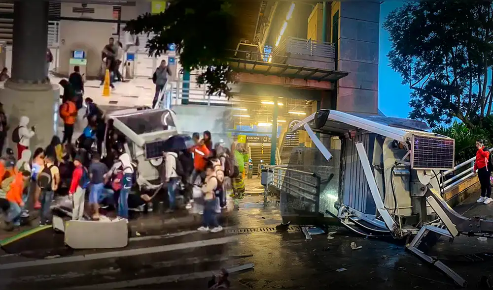El alcalde de Medellín, Federico Gutiérrez, confirmó que la cabina tenía 10 personas y se cayó en la parte baja de la plataforma de la Estación Popular. Foto: composición LR