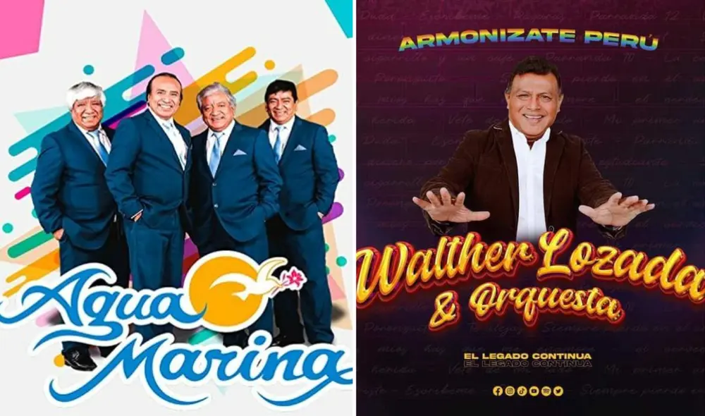 Agua Marina y Armonía 10 de Walther Lozada son dos de las agrupaciones más populares del país. Foto: Composición LR/Agua Marina/Walther Lozada y orquesta/Instagram