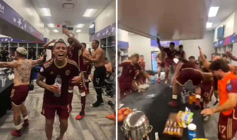 La Vinotinto triunfó ante México y festejaron a lo grande en los camerinos tras el gol que los llevó a cuartos de final en la Copa América 2024. Foto: composición LR/ X/ Vinotinto La Vinotinto triunfó ante México y festejaron a lo grande en los camerinos tras el gol que los llevó a cuartos de final en la Copa América 2024. Foto: composición LR/ X/ Vinotinto
