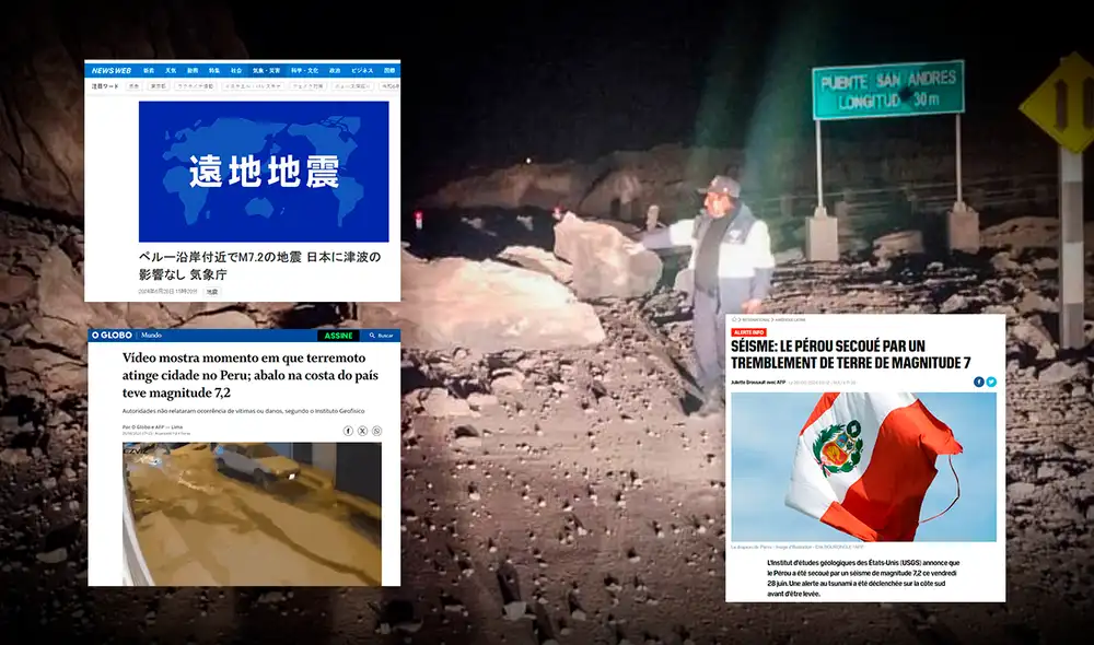 Los medios extranjeros comunicaron sobre el sismo en Arequipa. Foto: composición LR/Andina/capturas de medios internacionales Los medios extranjeros comunicaron sobre el sismo en Arequipa. Foto: composición LR/Andina/capturas de medios internacionales