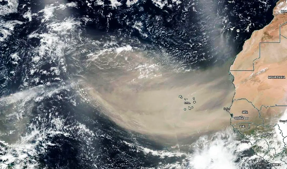 Estados Unidos y México son 2 de los países que serán más afectados por el polvo de Sahara. Foto: NHC Estados Unidos y México son 2 de los países que serán más afectados por el polvo de Sahara. Foto: NHC