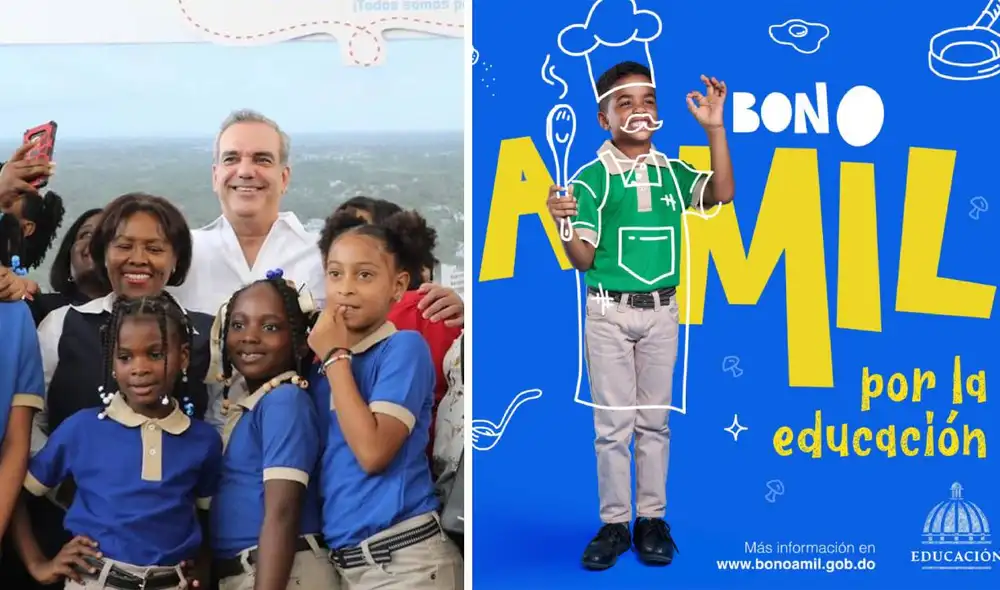 El primer pago del Bono a Mil se entregó en febrero de manera excepcional. Foto: composiciónLR/Presidencia de la República Dominicana/El Caribe