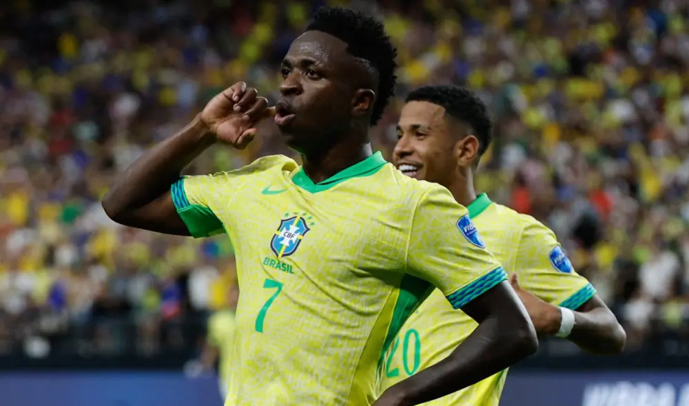 Vinícius marcó un doblete en la victoria de Brasil sobre Paraguay. Foto: Conmebol Copa América/X