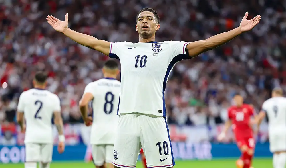 Jude Bellingham lleva un gol con Inglaterra en esta Eurocopa 2024. Foto: FA