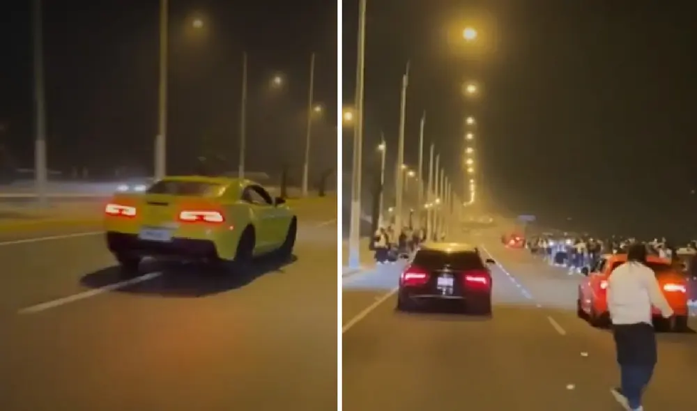 Conductores utilizan placas falsas para evitar ser identificados por la Policía Nacional durante las carreras ilegales en la Costa Verde. Foto: composición LR/captura TV Conductores utilizan placas falsas para evitar ser identificados por la Policía Nacional durante las carreras ilegales en la Costa Verde. Foto: composición LR/captura TV