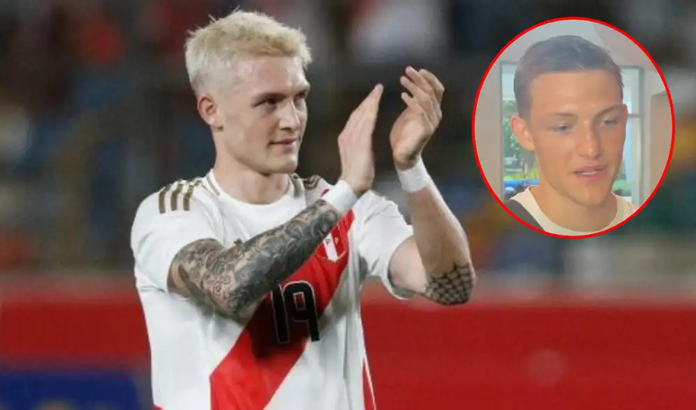 Oliver Sonne debutó oficialmente con Perú en la Copa América 2024. Foto: composición LR/difusión/captura de Movistar Deportes