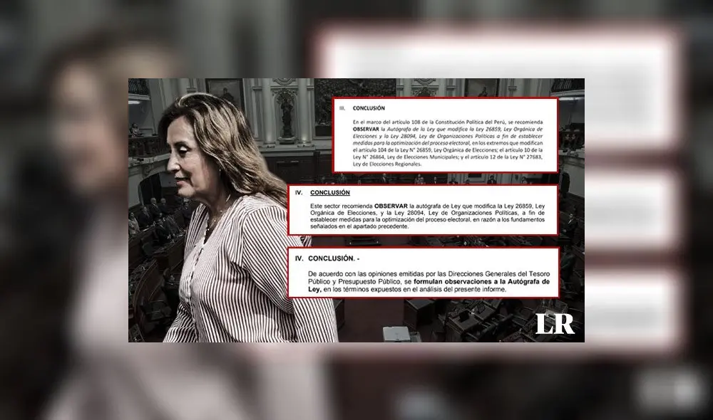 Tres informes de Mujer, Justicia y Economía recomendaban observar la autógrafa del Congreso sobre cambios electorales. Dina Boluarte optó por el silencio. (Foto composición: La República) Tres informes de Mujer, Justicia y Economía recomendaban observar la autógrafa del Congreso sobre cambios electorales. Dina Boluarte optó por el silencio. (Foto composición: La República)