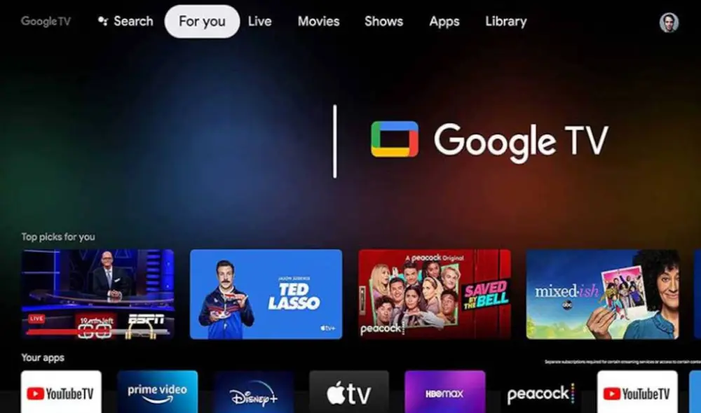 Así luce la interfaz de Google TV. Foto: Cinco Días