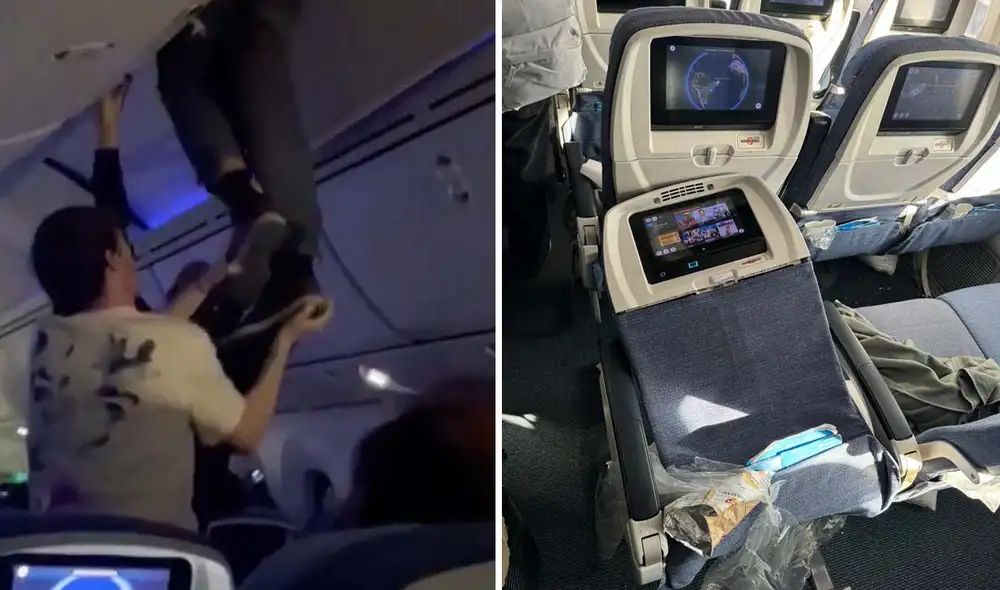 Un pasajero que viajaba en el vuelo de Air Europa afirmó que algunas personas "volaron" hasta el techo por las turbulencias. Foto: composición LR/g1/@pichipastoso/Twitter