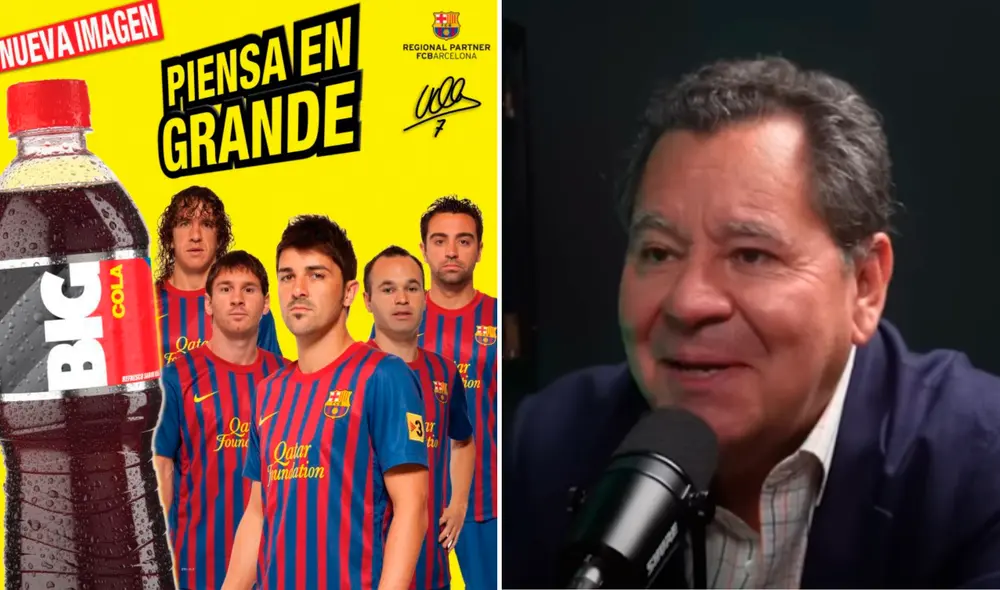 AJE firmó un histórico acuerdo con el FC Barcelona en 2010 para que Big Cola sea auspiciador del club. Foto: composición (Facebook/YouTube (Emprendebroders).