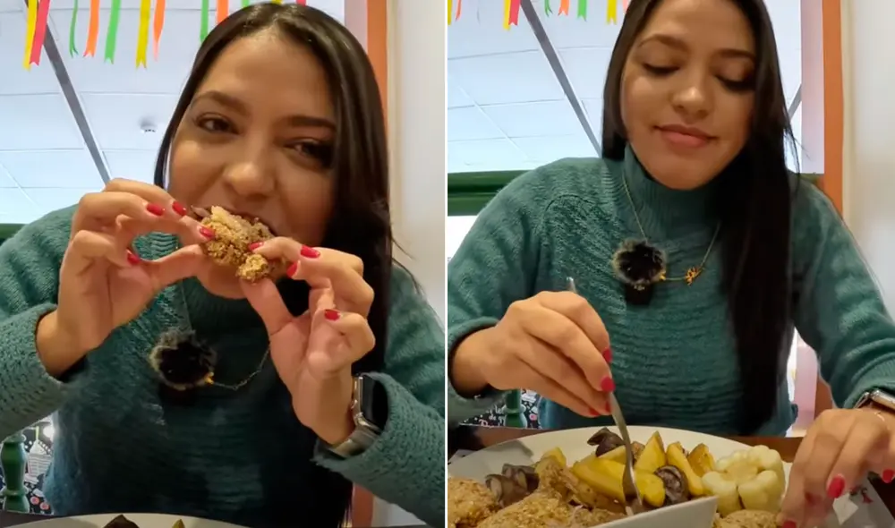 La extranjera probó el tradicional platillo y lo comparó con KFC. Foto: composición LR (captura de YouTube/Hilary Antúnez). La extranjera probó el tradicional platillo y lo comparó con KFC. Foto: composición LR (captura de YouTube/Hilary Antúnez).