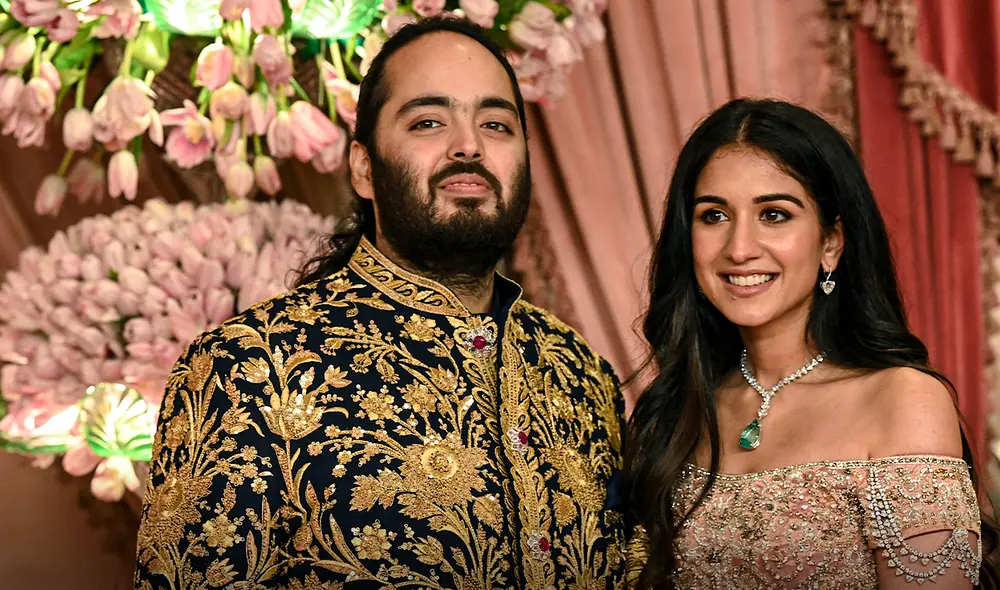 Anant Ambani y Radhika Merchant se casarán este fin de semana, entre el 12 y el 14 de julio en Bombay. Foto: AFP