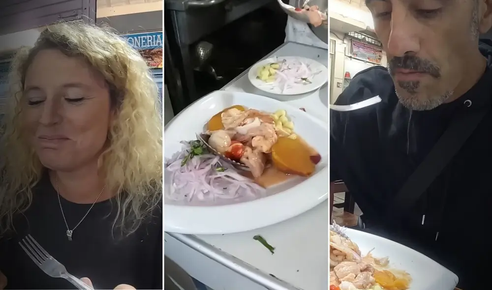 Española y uruguayo se dejan conquistar por ceviche en mercado de Surquillo: "Para mí es un bocado de exquisitez". Foto: Composición LR /  Gastón Marotta