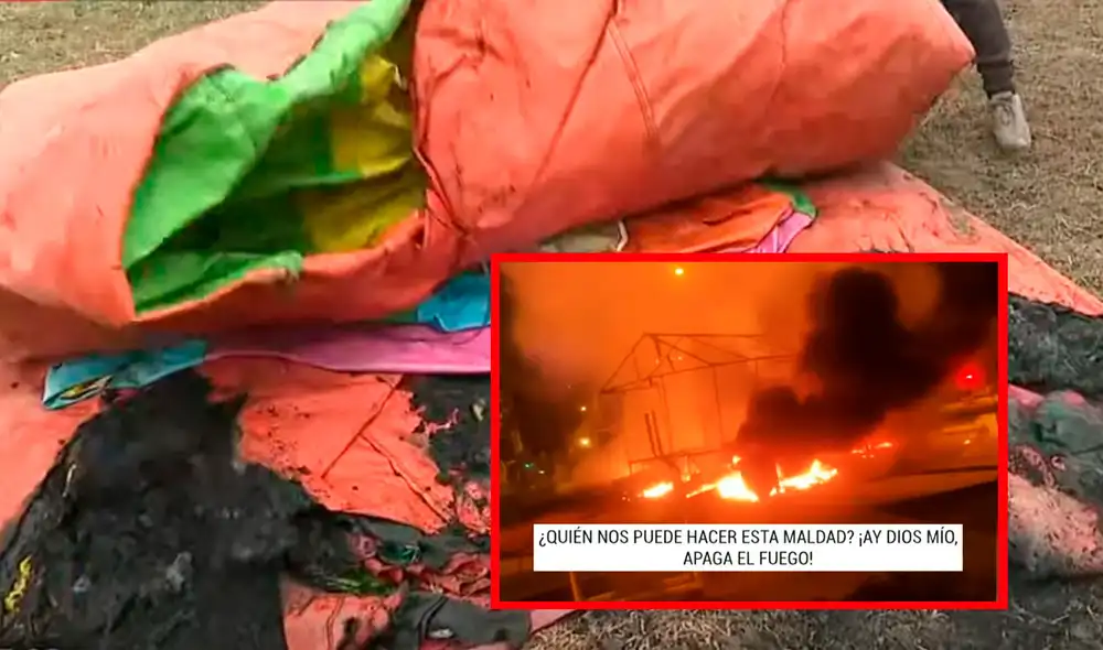 La joven pareja dormía con su hijo dentro de los juegos mecánicos en el parque. Foto: captura Latina TV La joven pareja dormía con su hijo dentro de los juegos mecánicos en el parque. Foto: captura Latina TV