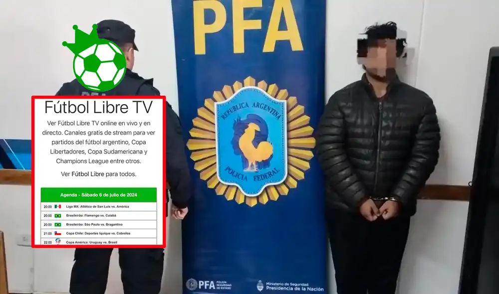 El creador de Fútbol Libre fue detenido en Argentina tras un operativo de la Unidad Fiscal Especializada en investigaciones de ciberdelitos. Foto: composición LR/ X