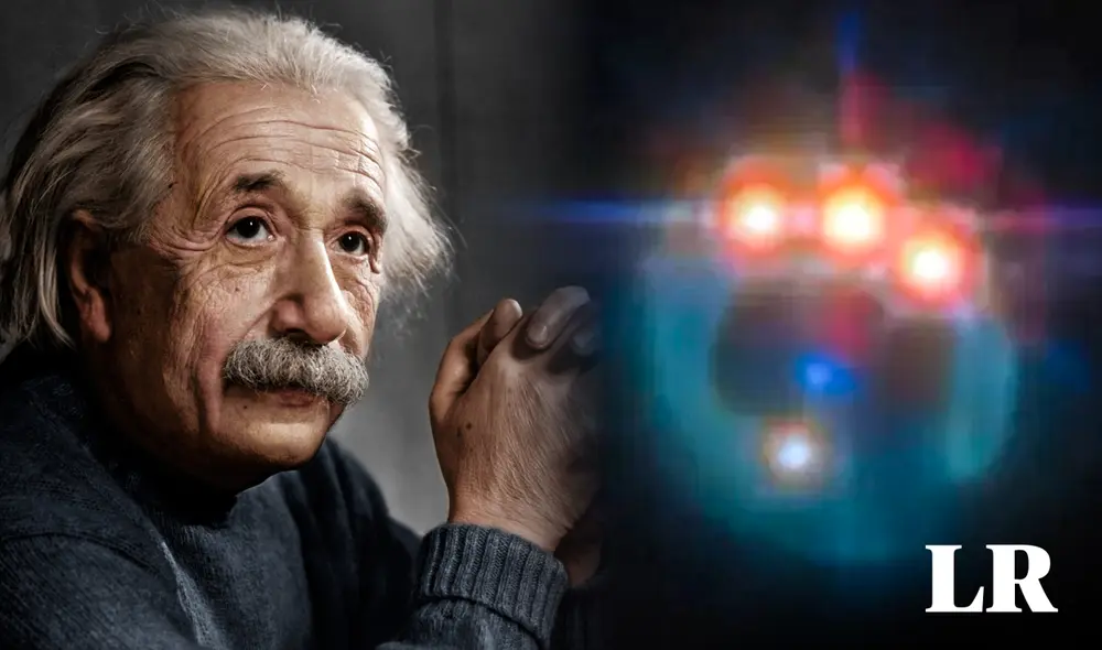 El instrumento MIRI del telescopio James Webb de la NASA capturó una imagen del 'anillo de Einstein'. Foto: composiciónLR/Fabrizio Oviedo/NASA/Wikimedia