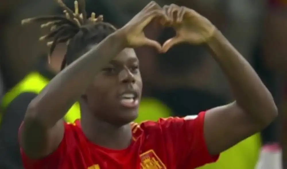 Nico Williams convirtió el primer tanto de España tras pase de Lamine Yamal. Foto: captura/ESPN