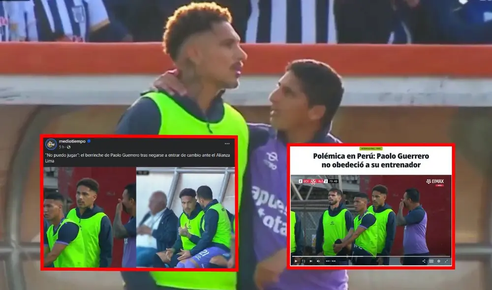 Paolo Guerrero no quiso ingresar al campo en el encuentro entre César Vallejo y Alianza Lima por la fecha 1 del Torneo Clausura. Foto: composición LR/capturas