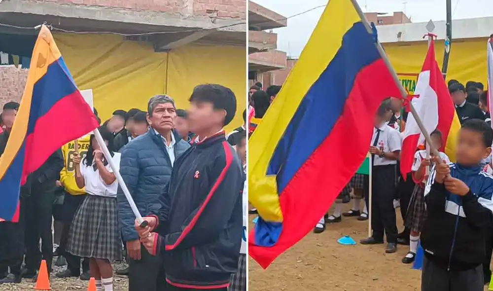 Más de 700 alumnos entonaron el himno de Perú y Venezuela. Foto: composición LR/Emmanuel Moreno