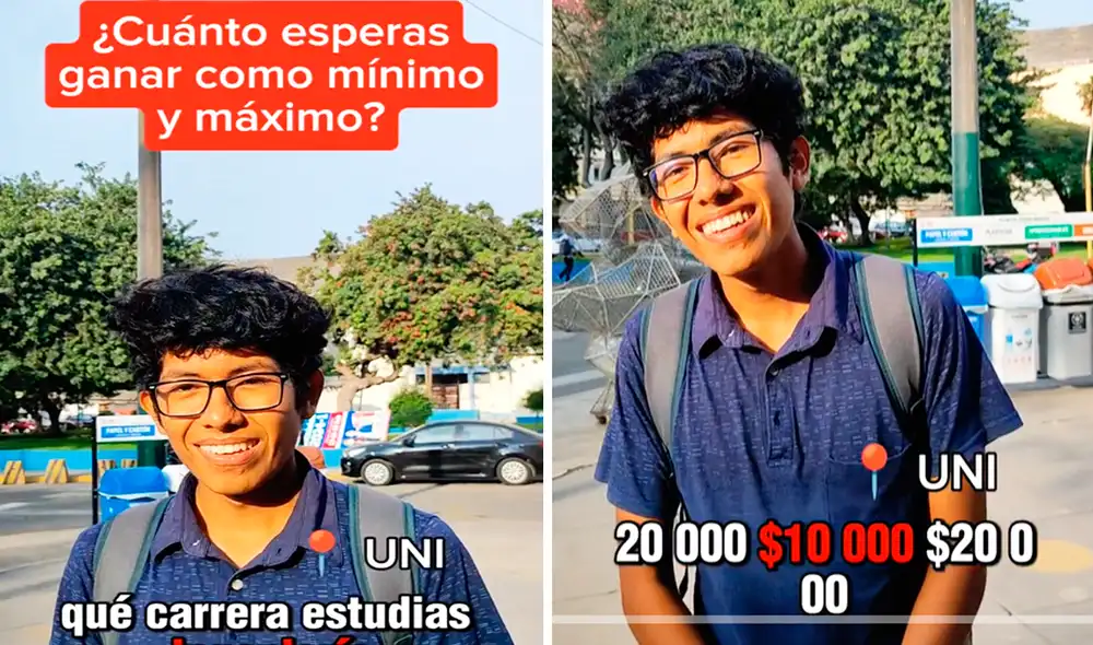 El estudiante de Ingeniería Mecatrónica reveló sus aspiraciones salariales al culminar su carrera universitaria en la UNI. Foto: composición LR/TikTok