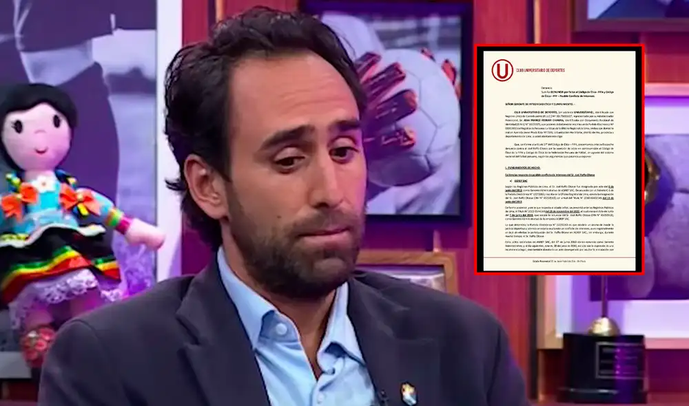 Joel Raffo fue denunciado por Universitario de Deportes. Foto: composición LR/captura de Movistar Deportes