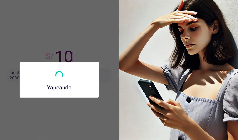 Yape suele tener muchas quejas por ser, de vez en cuando, una aplicación lenta o que, en ocasiones, simplemente no funcione. Foto: composición LR/captura Yape/IA