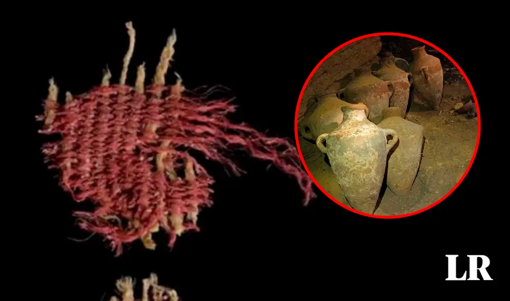 El textil fue descubierto en el desierto de Judea y está compuesto de lino y lana teñida de rojo. Foto: composición LR/Jazmin Ceras El textil fue descubierto en el desierto de Judea y está compuesto de lino y lana teñida de rojo. Foto: composición LR/Jazmin Ceras