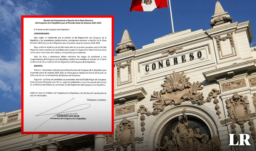 Listas de candidatos para la Mesa Directiva del Congreso, para el período 2024-2025, se deberá de presentar hasta el 25 de julio. Foto: composición LR/Congreso de la República