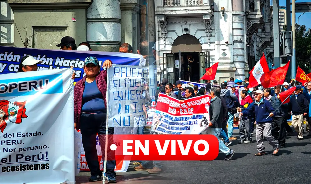 Trabajadores de Lima se movilizan desde la plaza San Martín. Foto: composición de Gerson Cardoso/Miguel Calderón/La República