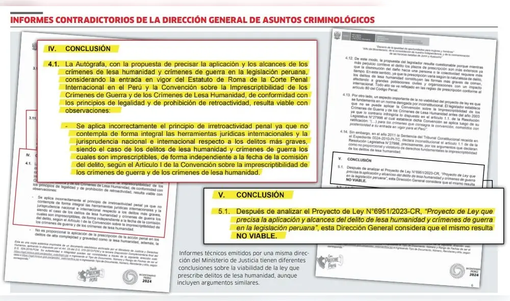 Informes contradictorios del Minjus sobre ley de impunidad Informes contradictorios del Minjus sobre ley de impunidad