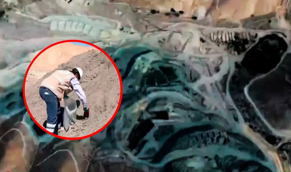 El delito fue registrado desde el aire: decenas de camiones al día cargaban de manera ilegal todo ese relave de la zona. Foto: composición LR/captura Panamericana