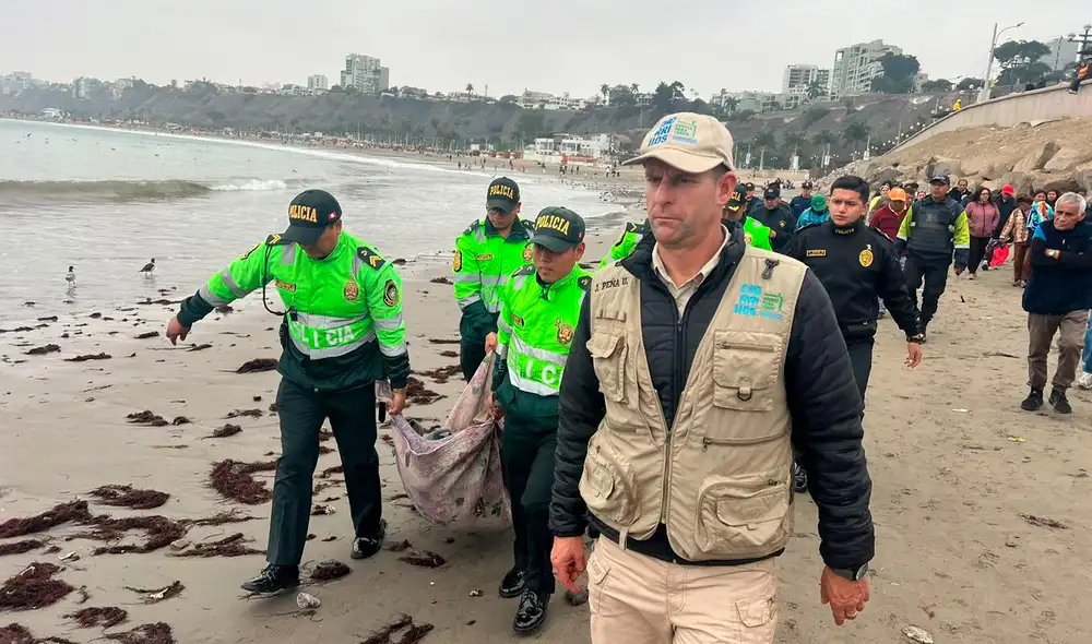 Pescadores nadaron hacia el interior del mar para tratar de salvar la vida del adulto mayor. Foto: Samuel Santos/La República Pescadores nadaron hacia el interior del mar para tratar de salvar la vida del adulto mayor. Foto: Samuel Santos/La República