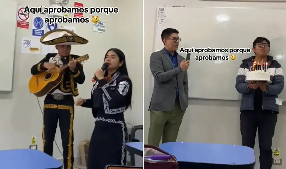 Estudiantes celebraron el cumpleaños de docente y generaron controversia en redes. Foto: composición LR/ TikTok - Video: TikTok