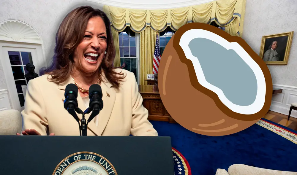 La vicepresidenta de Estados Unidos ha sido relacionada con el emoji de coco y se convirtió en viral en las redes sociales. Foto: composición LR/El Periódico/AFP