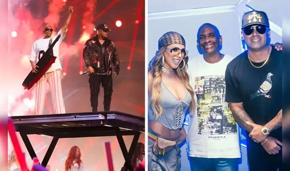 La 'Patrona' observó a Wisin y Sergio desde la tribuna. Foto: Composición LR/ Televisa Univision/ Instagram