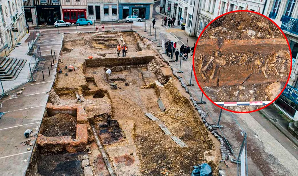 La necrópolis fue descubierta recientemente en la ciudad francesa de Auxerre. Foto: composición LR/INRAP La necrópolis fue descubierta recientemente en la ciudad francesa de Auxerre. Foto: composición LR/INRAP