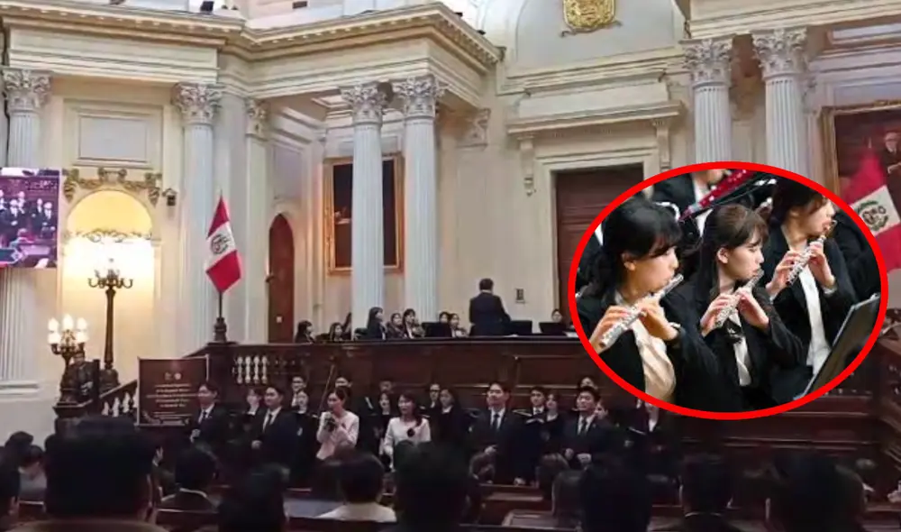 Orquesta coreana deleitó a los asistentes la versión sinfónica de 'Contigo Perú'. Foto: composición LR/WATV Orquesta coreana deleitó a los asistentes la versión sinfónica de 'Contigo Perú'. Foto: composición LR/WATV