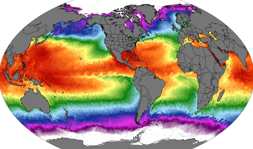 Climate Reanalyzer recopila información de las temperaturas de los océanos desde 1981. Foto: Climate Reanalyzer