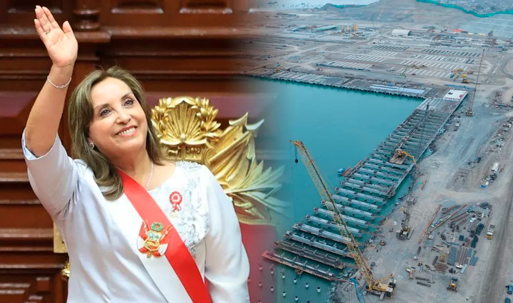 El mensaje a la nación Dina Boluarte anunció obras relacionadas al megapuerto de Chancay. Foto: composición LR/Jaxmin Ceras/Presidencia del Perú/X/Andina