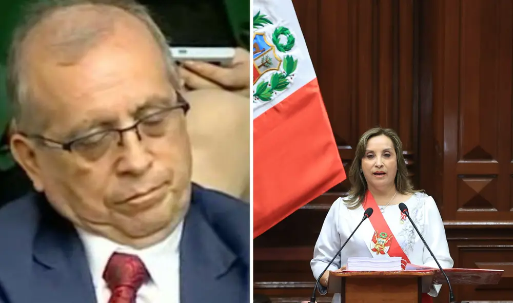 Nicanor Boluarte estuvo presente en los palcos del hemiciclo para escuchar el mensaje presidencial de su hermana. Foto: composición LR- Captura Latina Noticias.