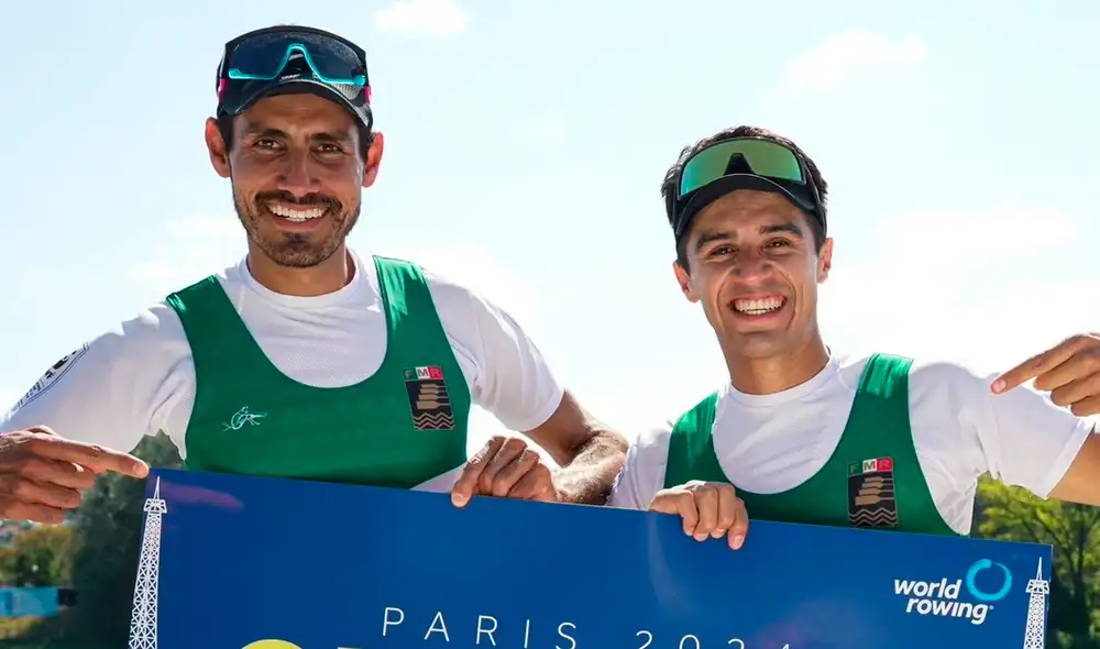La dupla mexicana de Alexis López y Miguel Carballo, lograron su clasificación a Juegos Olímpicos París 2024 en el Campeonato Mundial de Remo que se disputa en Belgrado. Foto: Gobierno de México