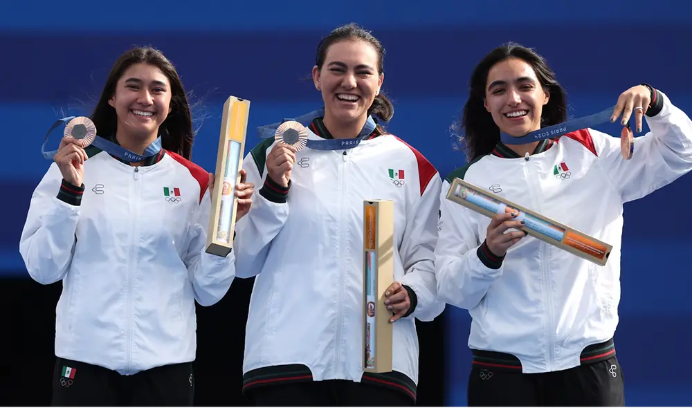 El equipo de tiro con arco femenil logró la primer medalla para México en París 2024. Foto: olympics.com El equipo de tiro con arco femenil logró la primer medalla para México en París 2024. Foto: olympics.com