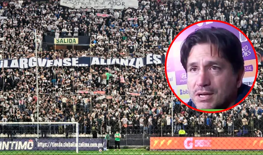 Los aficionads de Alianza Lima arremetieron contra el directivo con un cartel. Foto: composición LR/Comando Svr/Movistar Deportes