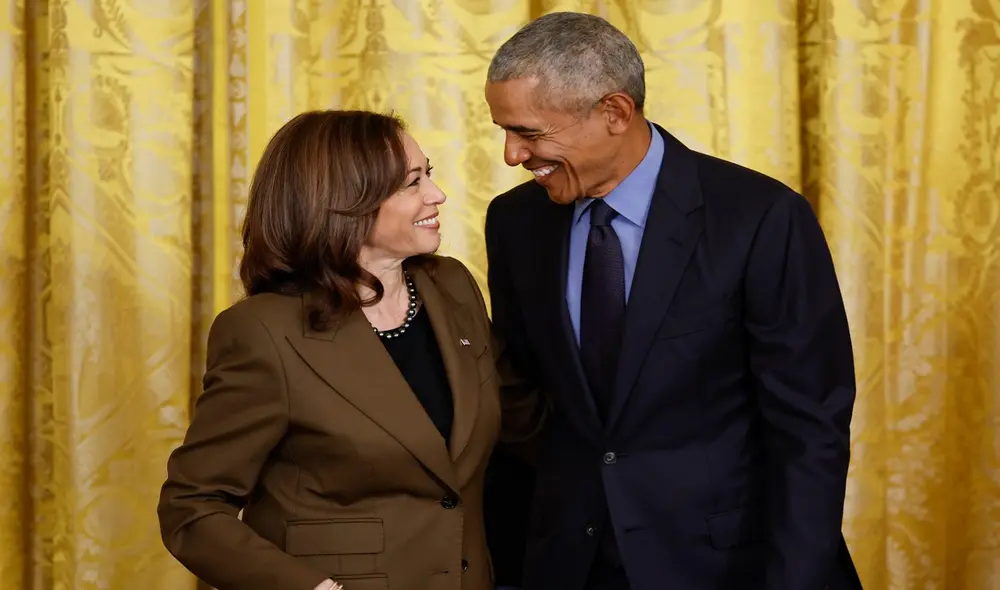 Barack Obama, cuyo apoyo ha sido clave para su candidatura, cree en que Kamala puede ser la próxima presidenta.  Foto: AFP
