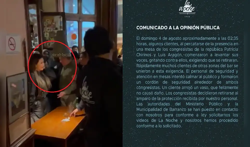 La congresista Chirinos respondió a los gritos con un gesto obsceno. Foto: difusión/La Noche de Barranco La congresista Chirinos respondió a los gritos con un gesto obsceno. Foto: difusión/La Noche de Barranco