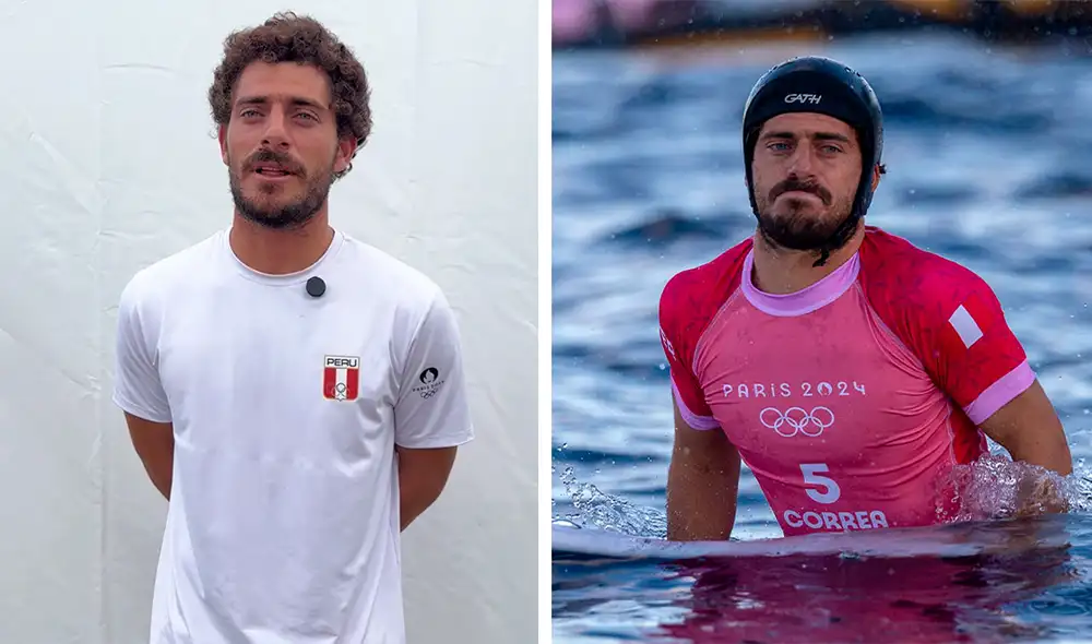 Alonso Correa quedó en la cuarta posición del surf en París 2024. Foto: composición LR/Comité Olímpico Peruano